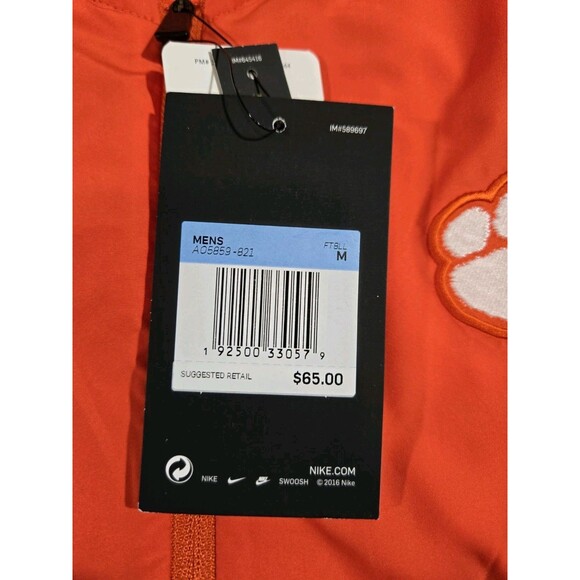 Nike Clemson Tigers 1/4 Zip Short Sleeve Coach Jacket Lightweight Mens Medium - Picture 8 of 9
